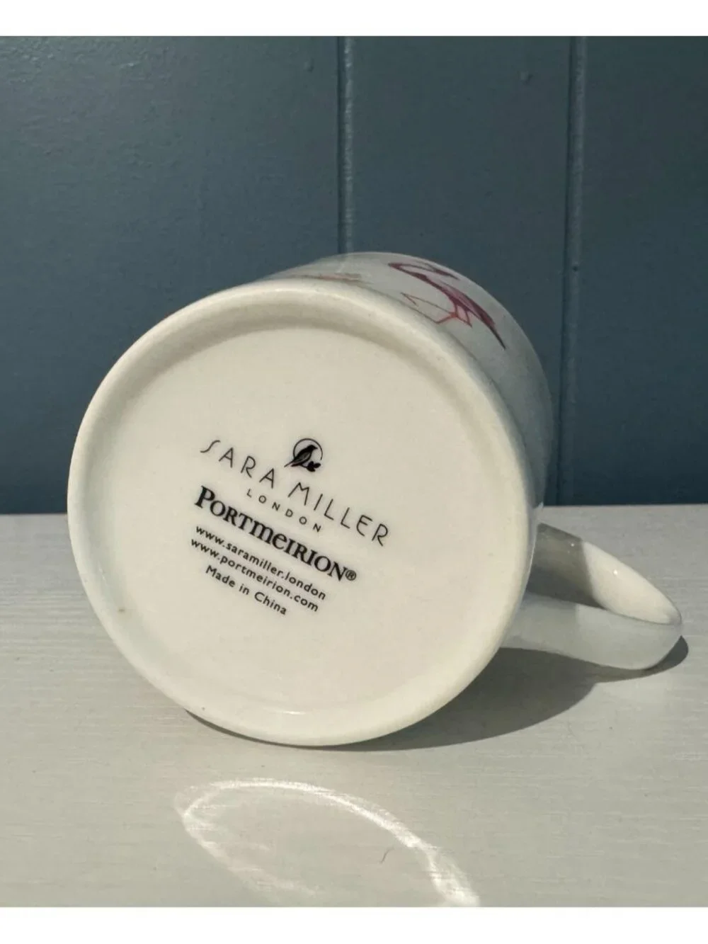 Sara Miller London Flamingo Mug Portmeirion Gold Rim Pink Bird Coffee Cup New - Picture 3 of 4